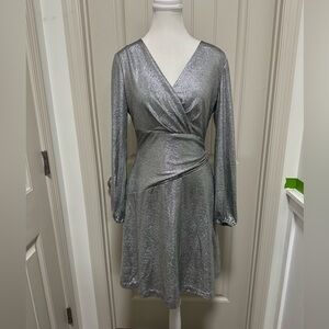 Ralph Lauren Metallic Silver Long Sleeve Dress